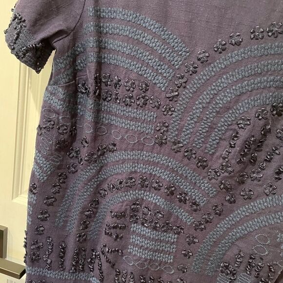 NWT Anthropologie Rae Embroidered Shift Dress Navy Size 4 #272 - Picture 6 of 6